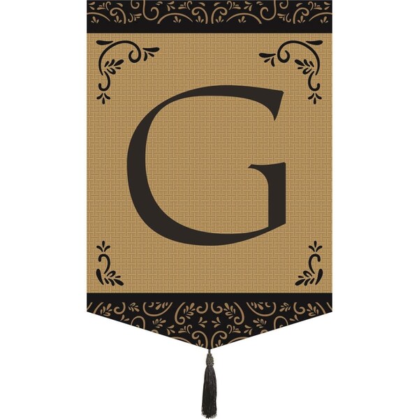 Magnolia Garden Flags Monogram G Tassel Burlap Garden Flag - M030007