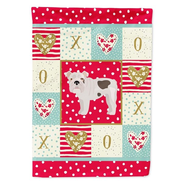Carolines Treasures 28 x 0.01 x 40 in. English Bulldog No.2 Love Canvas House Flag - CK5831CHF