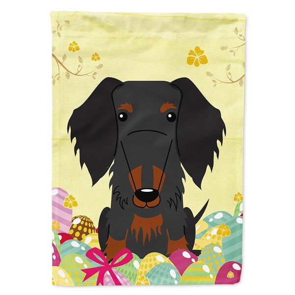 Carolines Treasures Easter Eggs Wire Haired Dachshund Black Tan Flag Canvas House Size - BB6127CHF