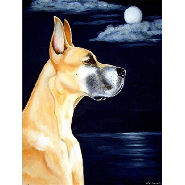 Carolines Treasures Carolines Treasures 7100CHF Fawn Great Dane in the Moonlight Canvas Flag - House Size; 28 x 40 in. - 7100CHF