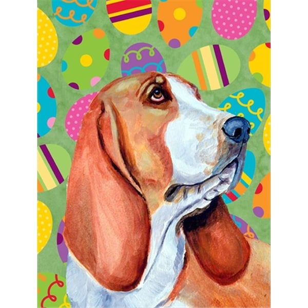 Carolines Treasures 28 x 40 in. Basset Hound Easter Eggtravaganza House Size Canvas Flag - LH9422CHF