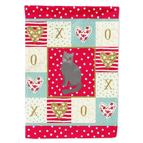 Carolines Treasures 28 x 0.01 x 40 in. British Semi Longhair Cat Love Canvas House Flag - CK5744CHF