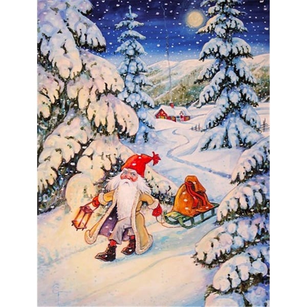 Patioplus Christmas Gnome Pulling a Sled Flag Canvas House Size - PA760482