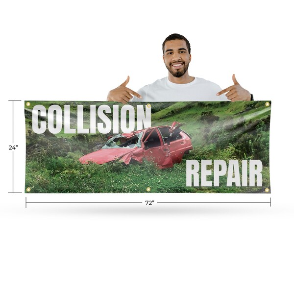 Signmission Collision Repair, 24 Inch x 72 Inch, Vinyl Banner - B-72-30519