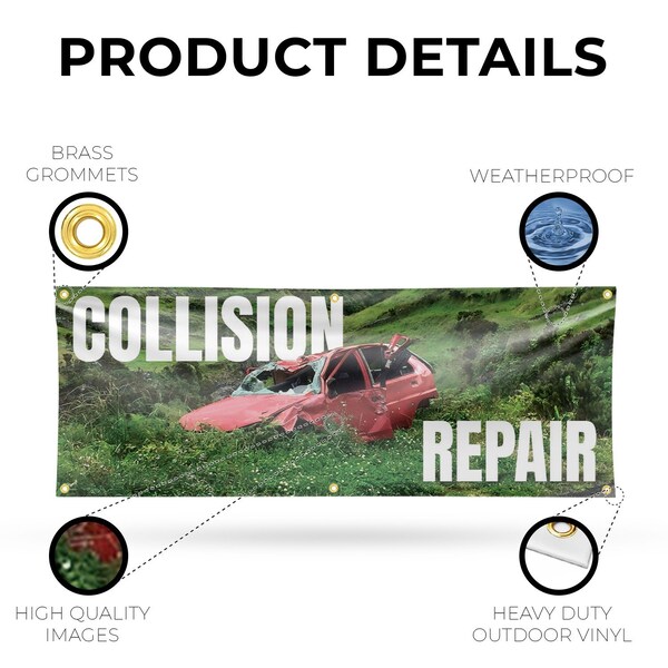 Signmission Collision Repair, 24 Inch x 72 Inch, Vinyl Banner - B-72-30519