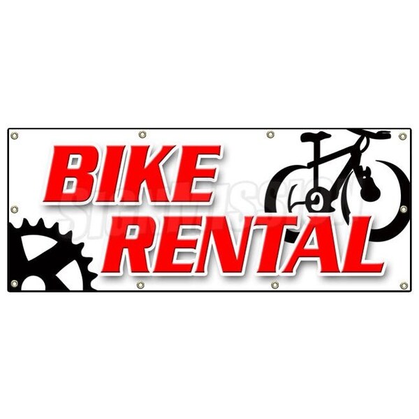 Signmission BIKE RENTAL BANNER SIGN bicycle shop repair rent scooter cycle - B-96 BIKE RENTAL