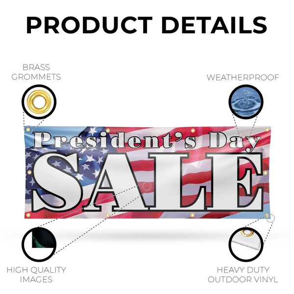 Signmission Presidents Day Sale, 36 Inch x 96 Inch, Vinyl Banner - B-96-30815