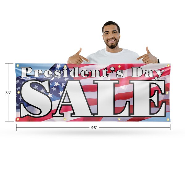 Signmission Presidents Day Sale, 36 Inch x 96 Inch, Vinyl Banner - B-96-30815