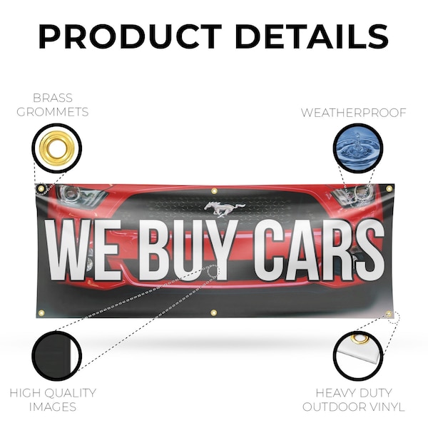Signmission We Buy Cars, 24 Inch x 72 Inch, Vinyl Banner - B-72-30923