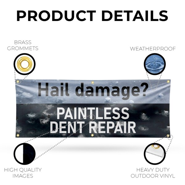 Signmission Hail Damage Paintless Dent Repair, 24 Inch x 72 Inch, Vinyl Banner - B-72-30686