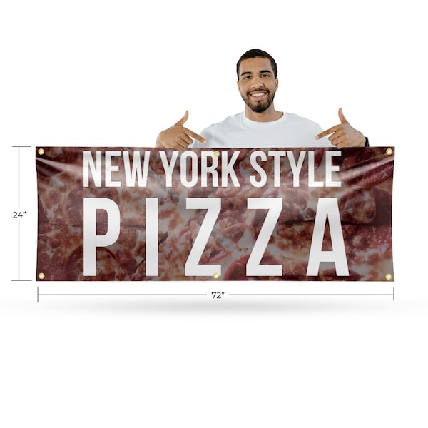 Signmission New York Pizza, 24 Inch x 72 Inch, Vinyl Banner - B-72-30753