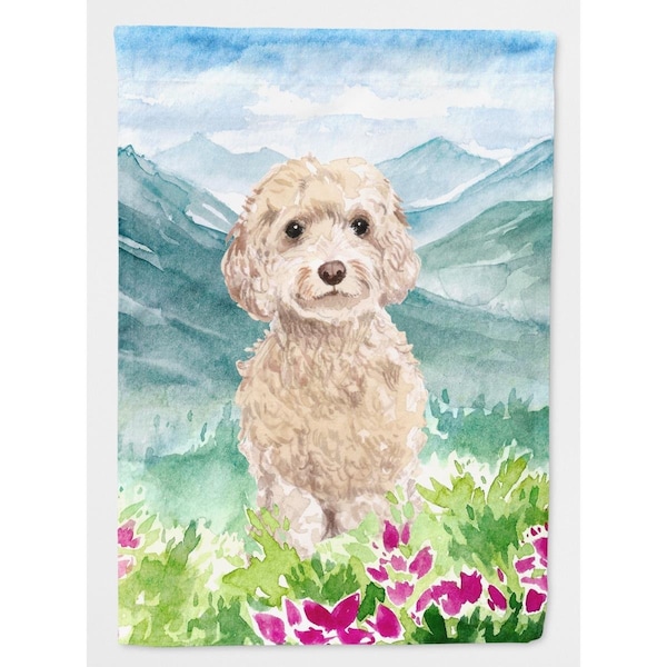 Patioplus Mountian Flowers Goldendoodle Flag Canvas House Size - PA2552988