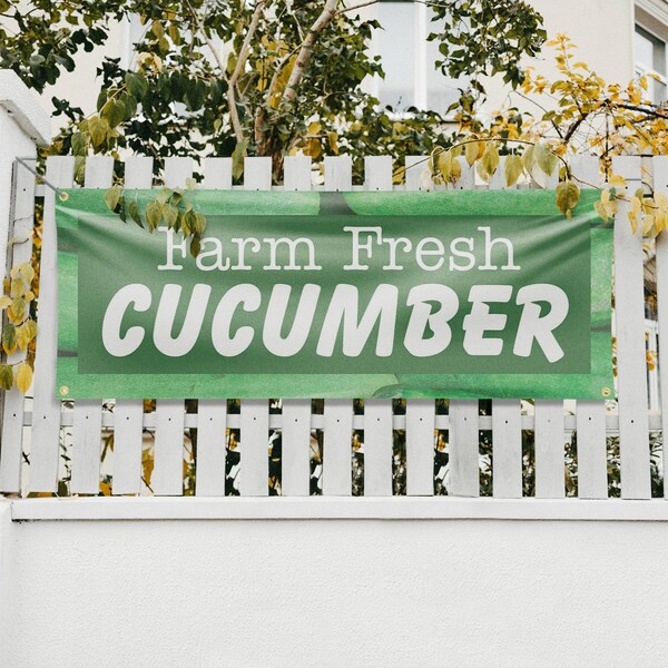 Signmission Farm Fresh Cucumber, 18 Inch x 48 Inch, Vinyl Banner - B-30590