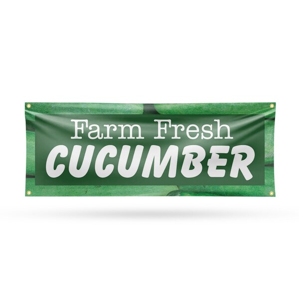Signmission Farm Fresh Cucumber, 18 Inch x 48 Inch, Vinyl Banner - B-30590
