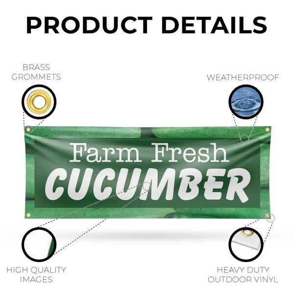 Signmission Farm Fresh Cucumber, 18 Inch x 48 Inch, Vinyl Banner - B-30590