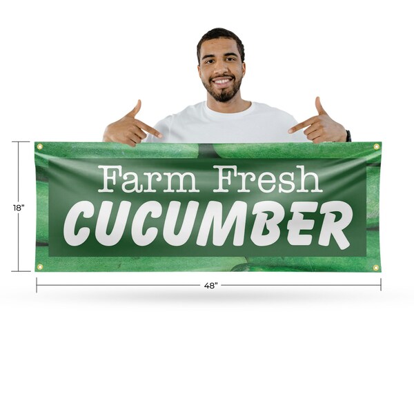 Signmission Farm Fresh Cucumber, 18 Inch x 48 Inch, Vinyl Banner - B-30590