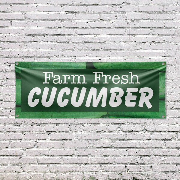 Signmission Farm Fresh Cucumber, 18 Inch x 48 Inch, Vinyl Banner - B-30590