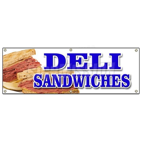 Signmission DELI SANDWICHES BANNER SIGN delicatessen sub cornbeef pastrami roll - B-72 DELI SANDWICHES