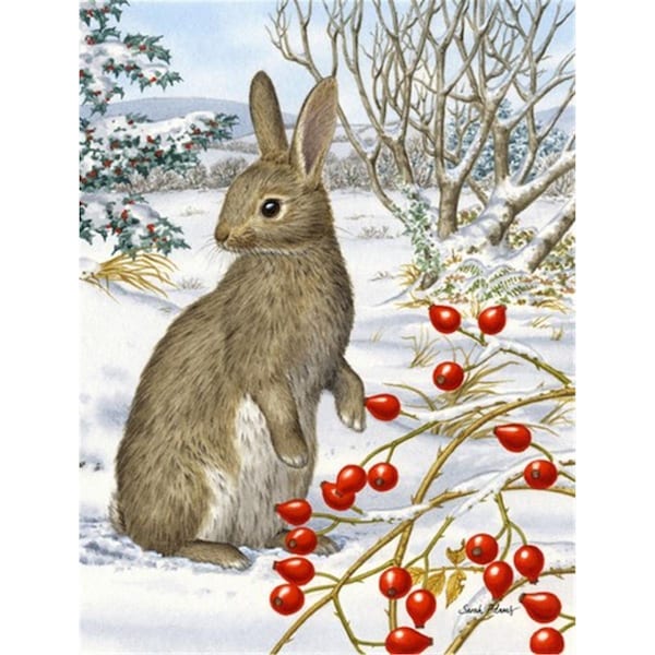 Carolines Treasures Rabbit With Berries Flag Garden Size - ASA2035GF