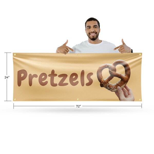 Signmission Pretzels, 24 Inch x 72 Inch, Vinyl Banner - B-72-30816