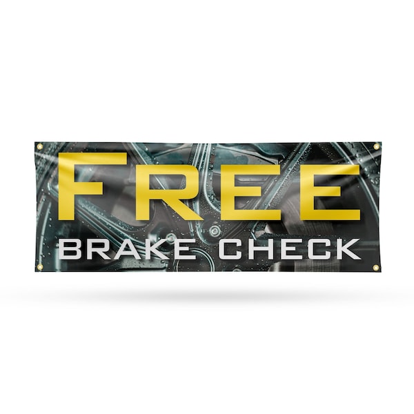 Signmission Free Brake Check, 18 Inch x 48 Inch, Vinyl Banner - B-30642