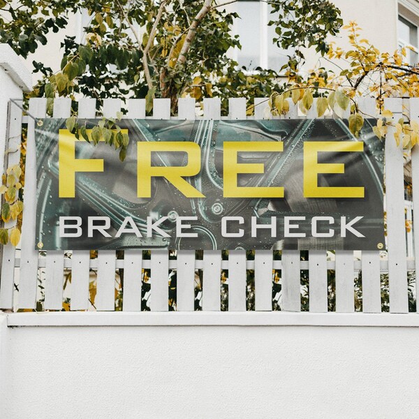 Signmission Free Brake Check, 18 Inch x 48 Inch, Vinyl Banner - B-30642