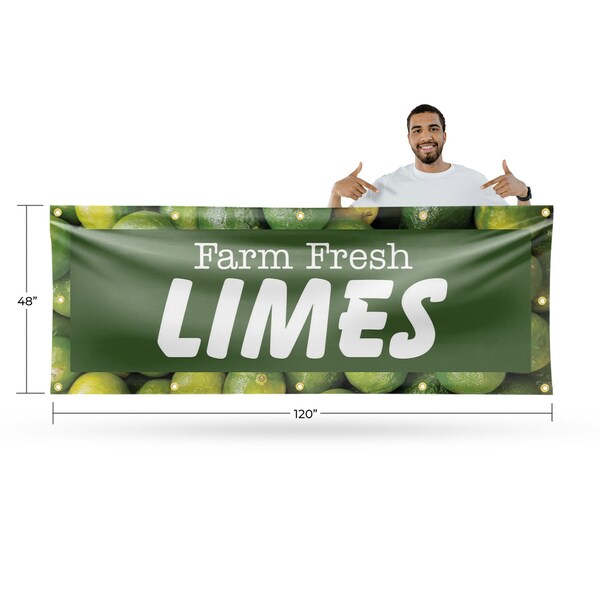 Signmission Farm Fresh Limes, 48 Inch x 120 Inch, Vinyl Banner - B-120-30601