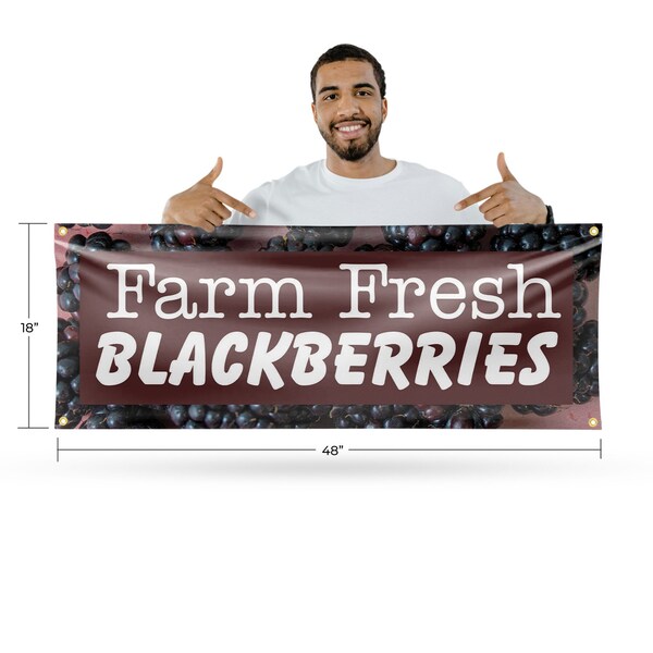 Signmission Farm Fresh Blackberries, 18 Inch x 48 Inch, Vinyl Banner - B-30579
