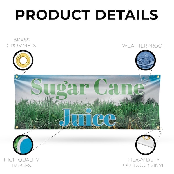 Signmission Sugar Cane Juice, 18 Inch x 48 Inch, Vinyl Banner - B-30871