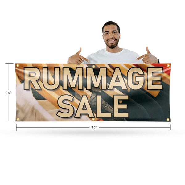 Signmission Rummage Sale, 24 Inch x 72 Inch, Vinyl Banner - B-72-30840