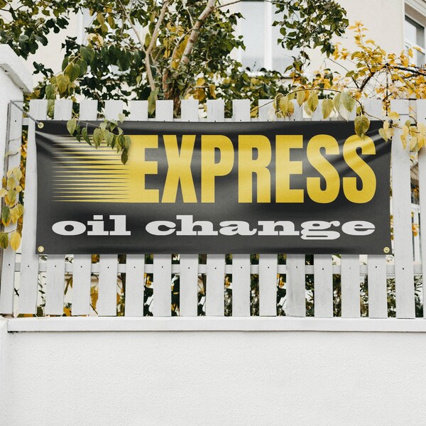 Signmission Express Oil Change, 18 Inch x 48 Inch, Vinyl Banner - B-30570