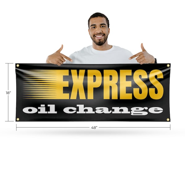 Signmission Express Oil Change, 18 Inch x 48 Inch, Vinyl Banner - B-30570