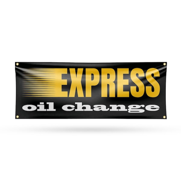 Signmission Express Oil Change, 18 Inch x 48 Inch, Vinyl Banner - B-30570