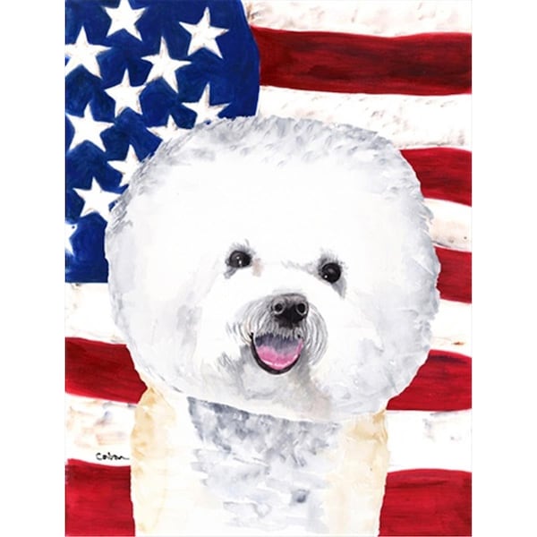 Patioplus 28 x 40 in. Usa American Flag With Bichon Frise Flag Canvas House Size - PA2554855