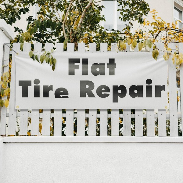 Signmission Flat Tire Repair, 18 Inch x 48 Inch, Vinyl Banner - B-30633