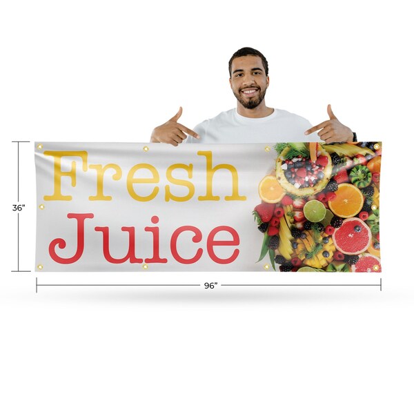 Signmission Fresh Juice, 36 Inch x 96 Inch, Vinyl Banner - B-96-30657