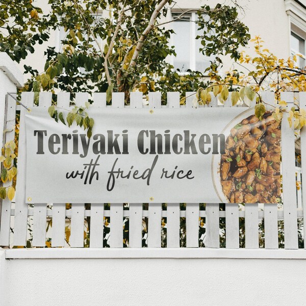 Signmission Teriyaki Chicken with Fried Rice, 24 Inch x 72 Inch, Vinyl Banner - B-72-30884