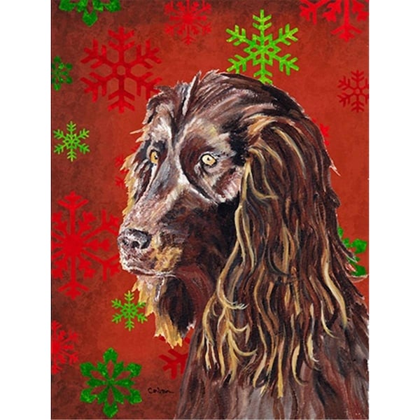 Patioplus Boykin Spaniel Red Snowflake Christmas Flag Garden Size - PA247677