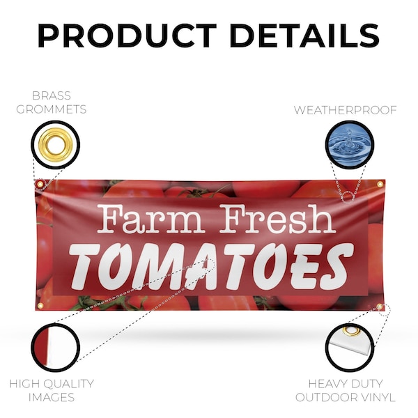 Signmission Farm Fresh Tomatoes, 18 Inch x 48 Inch, Vinyl Banner - B-30618