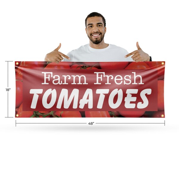 Signmission Farm Fresh Tomatoes, 18 Inch x 48 Inch, Vinyl Banner - B-30618