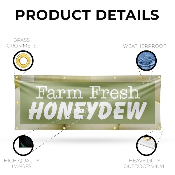 Signmission Farm Fresh Honeydew, 36 Inch x 96 Inch, Vinyl Banner - B-96-30597