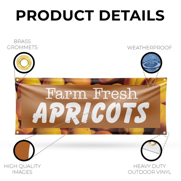 Signmission Farm Fresh Apricots, 18 Inch x 48 Inch, Vinyl Banner - B-30573