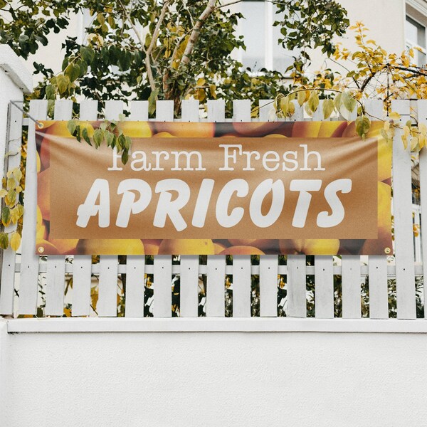 Signmission Farm Fresh Apricots, 18 Inch x 48 Inch, Vinyl Banner - B-30573