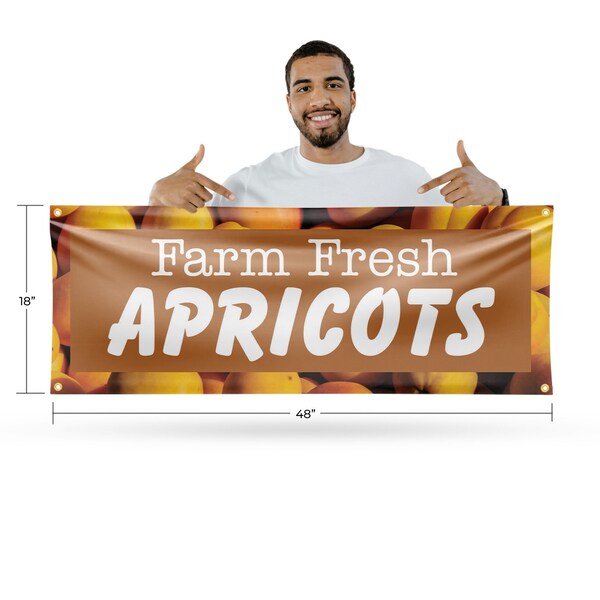 Signmission Farm Fresh Apricots, 18 Inch x 48 Inch, Vinyl Banner - B-30573