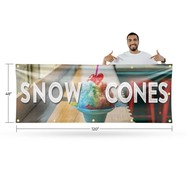 Signmission Snow Cones, 48 Inch x 120 Inch, Vinyl Banner - B-120-30864