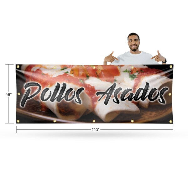 Signmission Pollos Asados, 48 Inch x 120 Inch, Vinyl Banner - B-120-30812