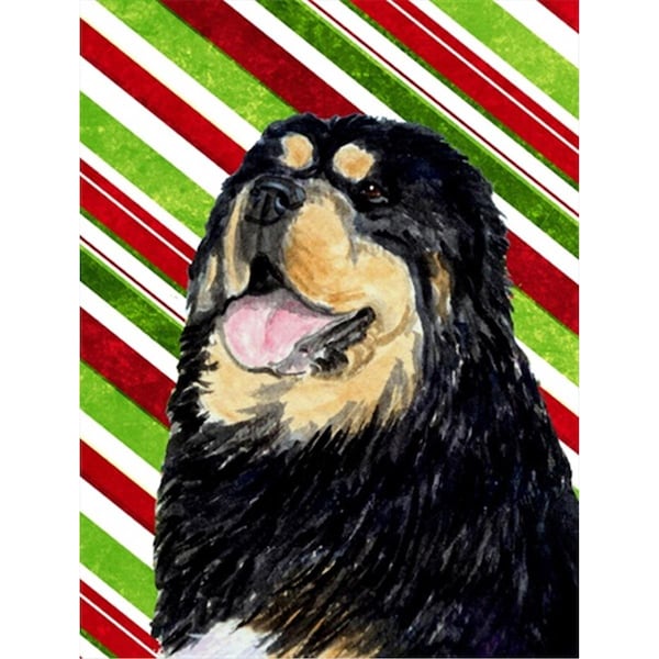 Patioplus 11 x 15 In. Tibetan Mastiff Candy Cane Holiday Christmas Flag; Garden Size - PA631372