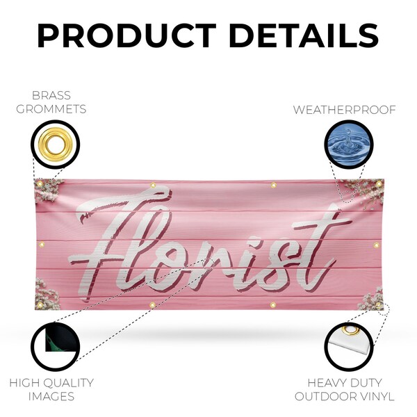 Signmission Florist, 36 Inch x 96 Inch, Vinyl Banner - B-96-30637