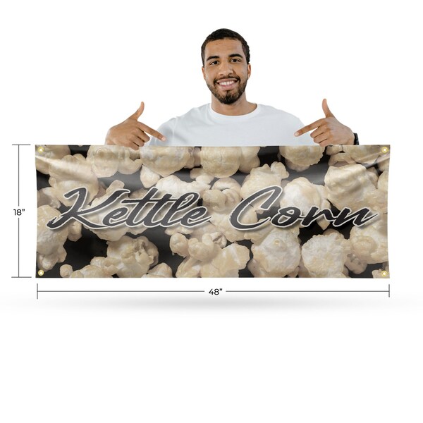 Signmission Kettle Corn, 18 Inch x 48 Inch, Vinyl Banner - B-30717