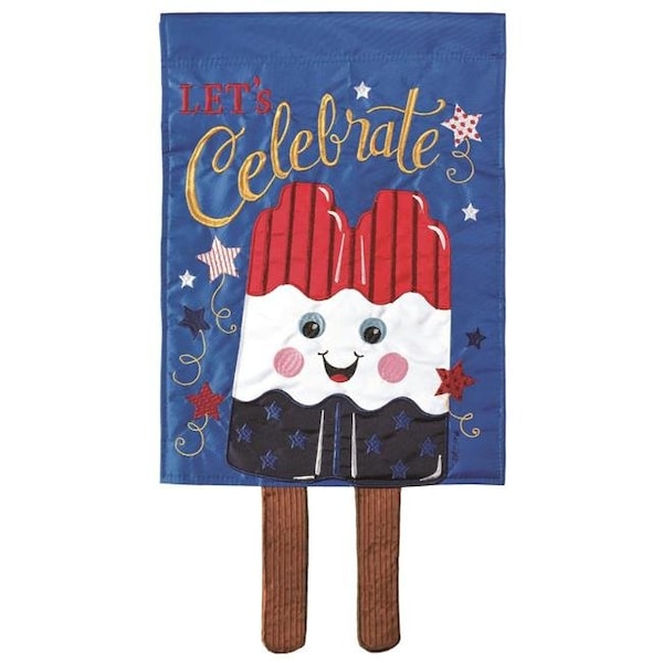 Dicksons Dicksons M010127 13 x 24 in. Flag Double Applique Popcicle Rwb Stick Polyester Garden - M010127